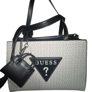 Guess Monogram Black and Cream Tote Bag